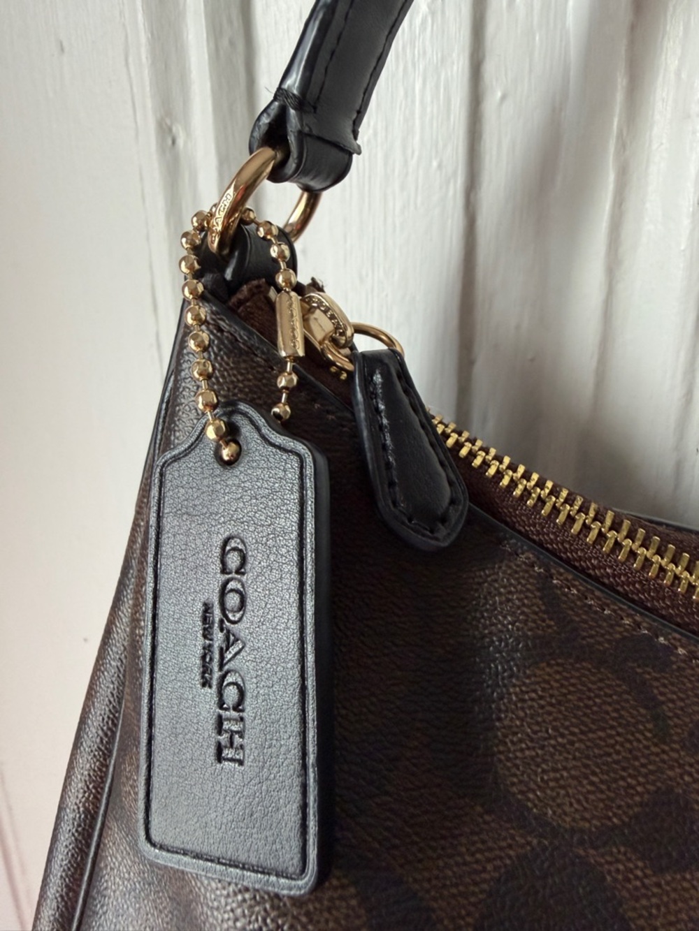 Coach Brown/Black Signature Canvas Hobo Shoulder Bag - Picture 4 of 15
